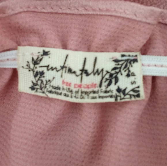 Free People Intimately Pink Salmon Dusty Elastic Ruffle Crop Tube Top Satin S - Picture 2 of 9